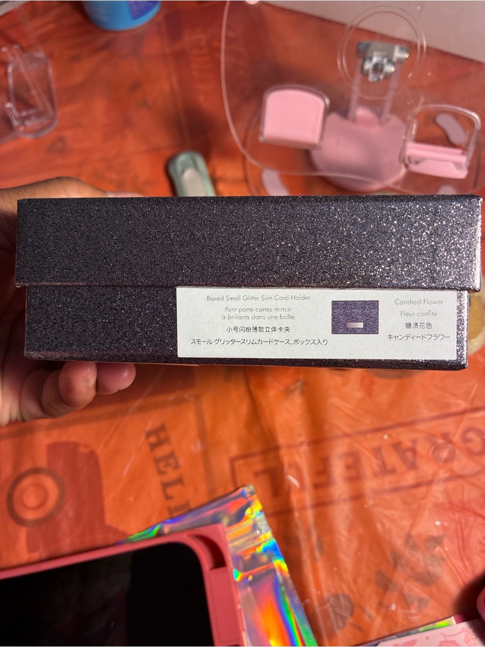 NIB & NWT Kate Spade Kenzie glitter small card holder in color Candied UHO! - Picture 3 of 8